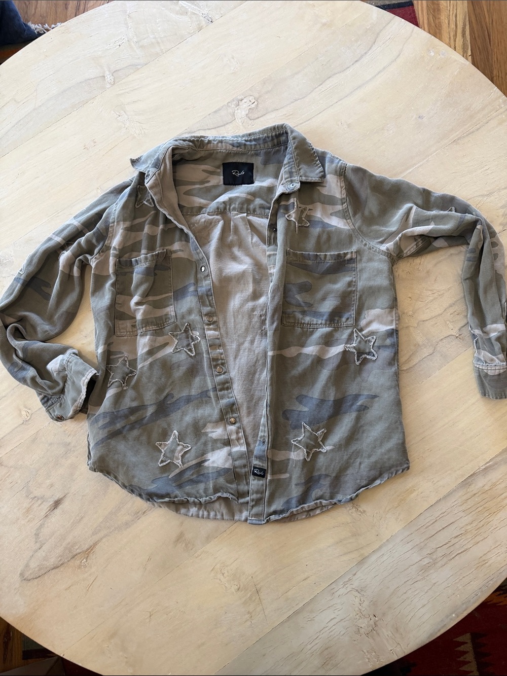 Rails Olive & Taupe Camo Star Button-Up Shirt
